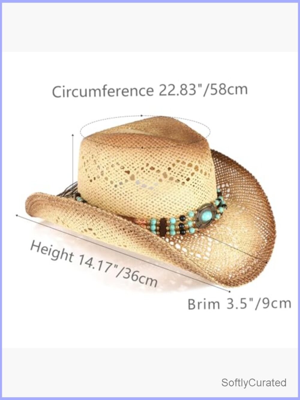 Straw Cowboy Hat with 3 Interchangeable Bands Adult Western - Picture 5 of 7